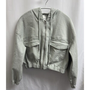 WallFlower Jeans Full Zip Cropped Jacket Juniors XL Light Green